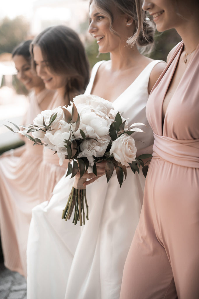 Brautstrauß, Braut, Brautjungfern, Brautkleid, Anja Frey Weddings & Events