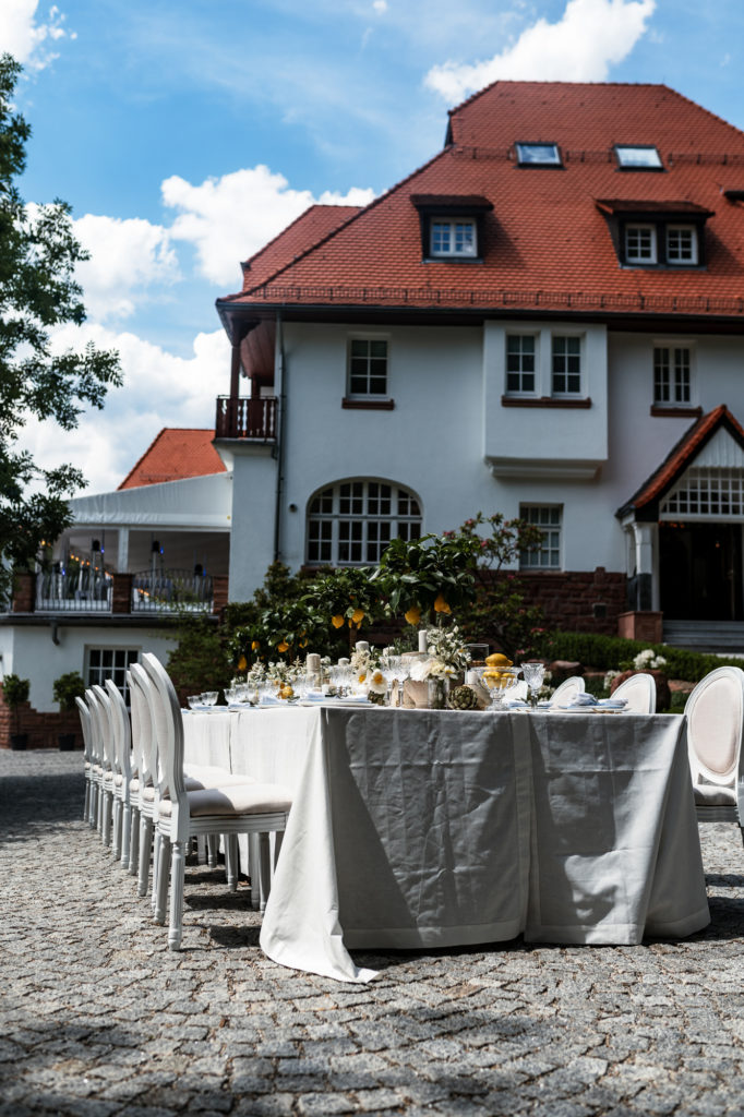 Hoher Darsberg, Outdoor Wedding, Hochzeitsplanung, Tablesetting, Zitrus, Mediterran,